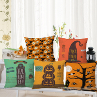 Halloween Pumpkin Bat Owl Pattern Oreiller en coton Linge de lit Coussin Coussin Coussin Siège Décoration intérieure Déc
