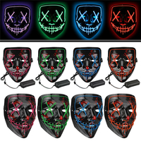 Halloween 4-Modes LED Masque léger El Wire Up Up Funny Mask La Purge Election Year Grand masque de Cosplay