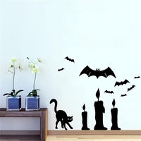 HalloweenChauve-SourisChatBougieDIYSticker Mural Amovible PVC Fonds Décran Vinyle Art