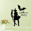 HalloweenNewWitchBatStickerMural Autocollants Sculptés Creative PVC Imperméable Amovible F