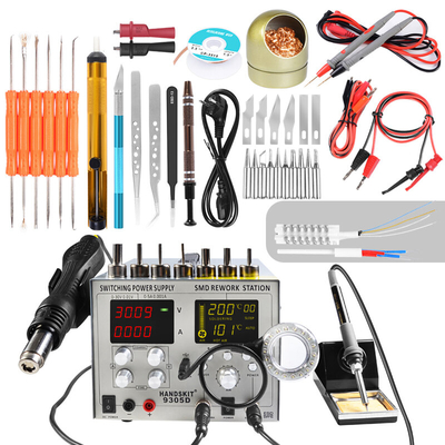 Handskit 9305D Station de
reprise dair chaud 4 en 1 +
Station de fer à souder +
Alimentation CC 30V 5A