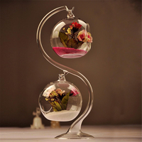 Hanging Glass Iron Ball Flower Vase Micro Paysage Terrarium avec Support S