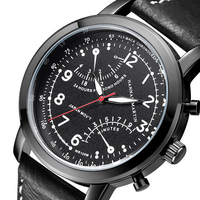 Hannah Martin Hommes Relogio Masculino Leather Bande Montre Décorative Petit Cadran Quartz