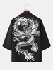 Haut kimono à manches courtes et imprimé dragon pour hommes