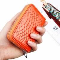Haute qualité en cuir véritable Crocodile Pattern Zipper Around Card Holder Portefeuilles Coin Purse