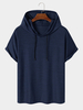 Hauts de sport à manches courtes à capuche de couleur unie pour hommes