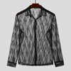 Hauts en maille pour hommes Voir à travers la chemise à manches longues en jacquard