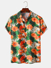 Hawa style décontracté imprimé floral col revers chemises en coton à manches courtes