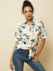 Hawa vacances style feuille impression femmes manches courtes chemises décontractées
