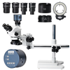 HAYEAR 3.5X-200X Magnification Simul-Focal Trinocular Stereo Microscope 4K HDM Camera 144 LED Ring Light Metal Boom Stan
