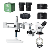 HAYEAR 3.5X 7X 50X 100X Double Boom Stand Zoom Simul Focal Trinocular Stereo Microscope+4K Camera Microscope For Industr