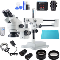 HAYEAR Double support de flèche Zoom Simul Microscope stéréo trinoculaire focal + caméra industrielle USB 16MP 4K HDMI p
