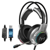 Heir Audio X10 Casque de jeu 7.1 canaux USB / double 3, 5 mm filaire LED Casque de jeu basse son stéréo casque écouteurs