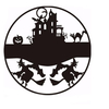 HeureuxHalloweensorcièrechâteauchatchauves-souris fenêtre autocollant mural amovible parti