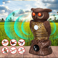Hibou leurre répulsif anti-oiseaux avec des yeux clignotants répulsif ultrasonique pour la décoration de protecteur de j