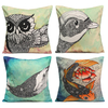 Hibou oiseau poisson coton velours taie doreiller dos taille housse de coussin maison canapé décor