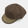 Hommes daim et laine rétro contraste couleur plaids chapeau octogonal décontracté béret chapeau