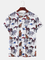 Hommes de dessin animé pour hommes Imprimer T-shirts à manches courtes à col rond