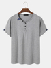 Hommes Demi Boutons Soft T-Shirts Décontractés Respirants à Manches Courtes