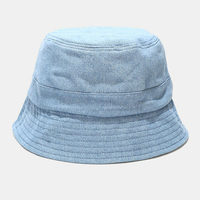 Hommes Denim Washed Broken Hole Narrow Brim Brief Casual Outdoor Sunscreen Bucket Hat