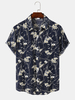 Hommes Ditsy Floral Print Style rétro Respirant Loisirs Fit Chemises respectueuses de la peau