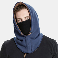 Hommes Double Protection Plus velours épais garder au chaud coupe-vent équitation chapeau réglable casque masque