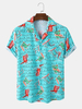 Hommes Drôle Dinosauree Imprimer Beachwear Glace Soie Comfy Revere Col Hawaii Style Chemises