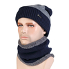 Hommes laine mélange chaud tricoté bonnet et écharpe ensemble hiver en plein air coupe-vent bonnet chapeau cou écharpe