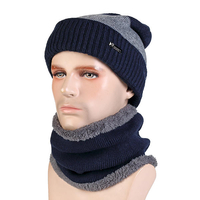 Hommes laine mélange chaud tricoté bonnet et écharpe ensemble hiver en plein air coupe-vent bonnet chapeau cou écharpe