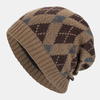Hommes laine trois couleurs motif diamant Oytdoor garder au chaud bonnet sans bord bonnet en laine tricoté