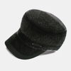 Hommes laine velours Plus épais oreillettes Protection garder au chaud papa cadeau chapeau militaire chapeau plat casque
