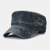 Hommes Lavé Denim Tie Dye Broderie Fil Motif Chapeau Plat Sport En Plein Air Réglable Casquette À Pointe Armée Chapeau