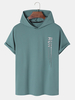 Hommes Lettre À Capuche À Manches Courtes À Séchage Rapide Soft Lisse Haute Élastique Activewear Top