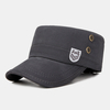 Hommes Lettre Broderie Patch Casquette Militaire Cadet Chapeau Respirant Trous Conception Flat Top Cap