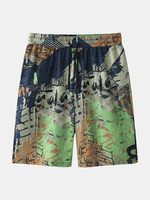 Hommes Lettre Graffiti Poches arrières Mid Longueur Short à jambes larges