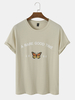 Hommes Lettre Graphique Ourlet Papillon T-shirts Tous Assortis Respectueux De La Peau