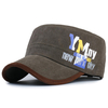 Hommes Lettre Impression Coton Flat Top Hat Sports de plein air Army Cadet Hat Bonnet de baseball réglable