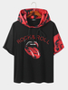 Hommes Lettre Lip Broderie Camo Patchwork À Capuche Soft T-Shirt Respirant