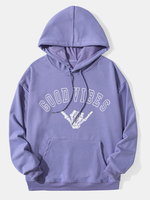 Hommes Lettre Monochrome Squelette Geste Imprimer Pull À Capuche Décontracté