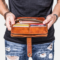 Hommes Long Bifold Multi-carte Fente Titulaire De La Carte Vintage En Cuir PU 6, 5 Pouces Téléphone Sac Pince À Billets P