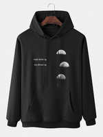 Hommes Lunar Eclipse Lettre Kangourou Poche Cordon Solide Sweat À Capuche Décontracté
