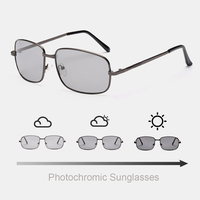 Hommes lunettes de soleil polarisées photochromiques intelligentes rectangulaires en métal plein cadre Anti-UV anti-éblo