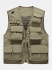 Hommes maille à lintérieur multi poches fermeture éclair pêche escalade vestes dextérieur gilets