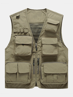 Hommes maille à lintérieur multi poches fermeture éclair pêche escalade vestes dextérieur gilets