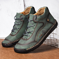 Hommes Microfibre Cuir Couture À La Main Confortable Antidérapant Soft Bottes Décontractées
