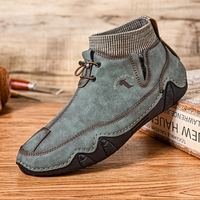 Hommes Microfibre Cuir Respirant Couture À La Main Soft Semelle Épissage Confortable Bottines Décontractées