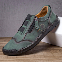 Hommes Microfibre Léger Couture À La Main Fermeture Éclair Latérale Soft Semelle Casual Chaussures Formelles Daffai