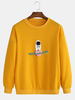 Hommes mignon dessin animé astronaute imprimer manches longues goutte épaule sweatshirts en coton