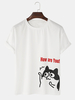 Hommes mignon dessin animé impression drôle manches courtes col rond T-shirts