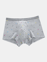 Hommes mignon imprimé coton viscose boxer confortable poche antibactérienne sous-vêtements en lin